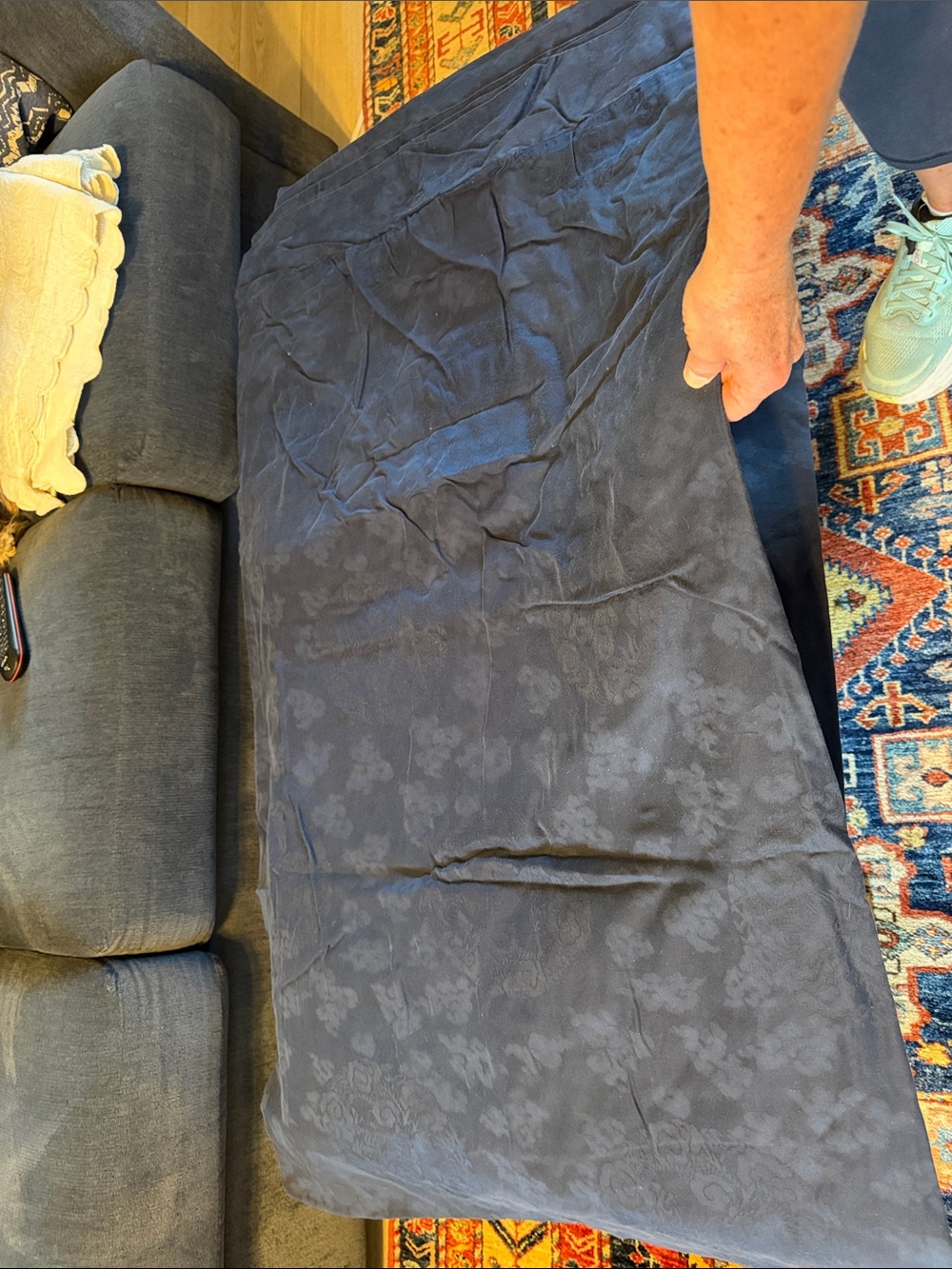Navy Floral Jacquard Duvet Cover